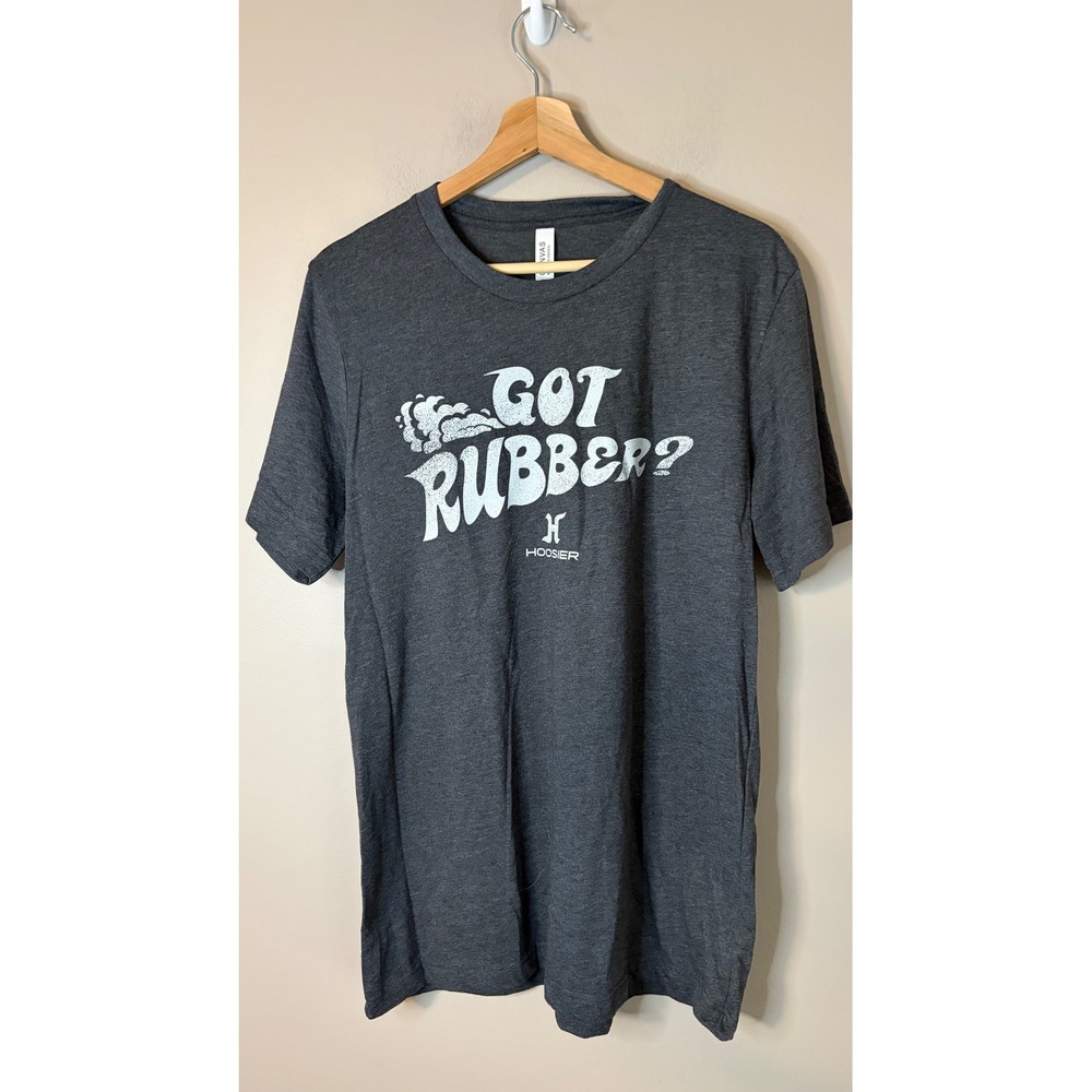 Hoosier Racing Tire T-Shirt Large Gray Excellent Got Rubber Graphic Tee